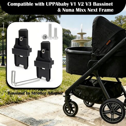 Stroller Adapter Connectors Compatible with UPPAbaby V1 V2 V3 Bassinet and Nuna Mixx Next Stroller Frame, Clip-On Connector Kit with Screw & Hex Wrench, Safe and Stable Adapter in Kuwait