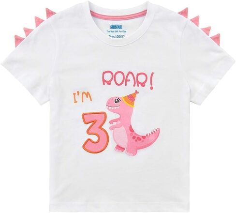 3rd Birthday Girl T-Shirt Dinosaur Party B-Day Themed Tee Gift for Toddler in Kuwait