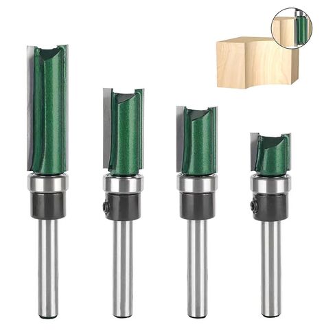 4Pcs Top and Bottom Bearing Flush Trim Router Bits Set 1/4 Inch Shank, Carbide Pattern Flush Trim Cut Router bit, 1/2 Inch Cutting Diameter, 3/4", 1", 1-1/4", 1-1/2" Inch Cutting Length (Size A) in Saudi Arabia