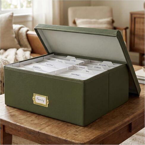 INMAKER PU Leather Photo Storage Box, Decorative 4x6 Photo Storage Box | Hold up to 1700 4x6 Pictures, Cards, Reinforced PP base, Photo Container with Dividers, Menory Box for Family, Wedding, Baby in Kuwait