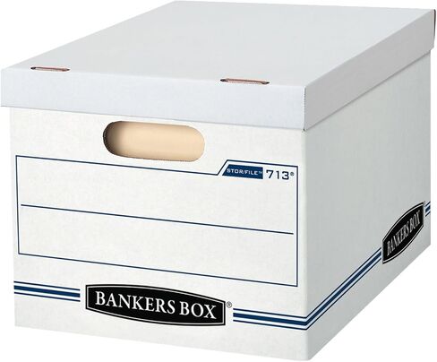Bankers Box 6-Pack Basic-Duty File Storage Box with Lid, Letter/Legal | Tame everyday paperwork with affordable file boxes, lift-off lids, and reinforced handles for simple record storage. in Saudi Arabia