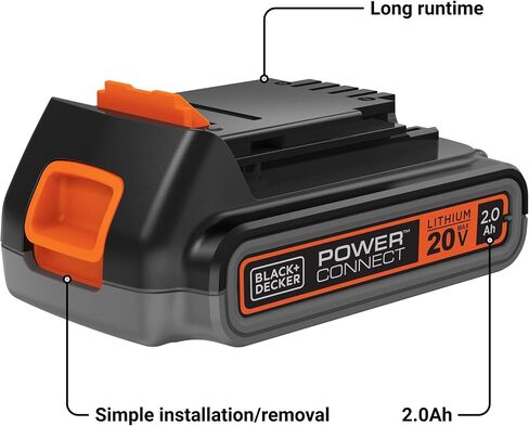 BLACK+DECKER 20V MAX Lithium Battery POWERCONNECT 2.0Ah Cordless Tool Battery Packs, Lightweight Power Tool Battery, Charger Sold Separately (LBXR2020-OPE) in Kuwait