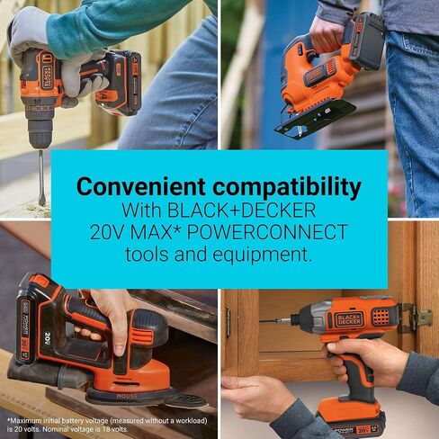 BLACK+DECKER 20V MAX Lithium Battery POWERCONNECT 2.0Ah Cordless Tool Battery Packs, Lightweight Power Tool Battery, Charger Sold Separately (LBXR2020-OPE) in Kuwait