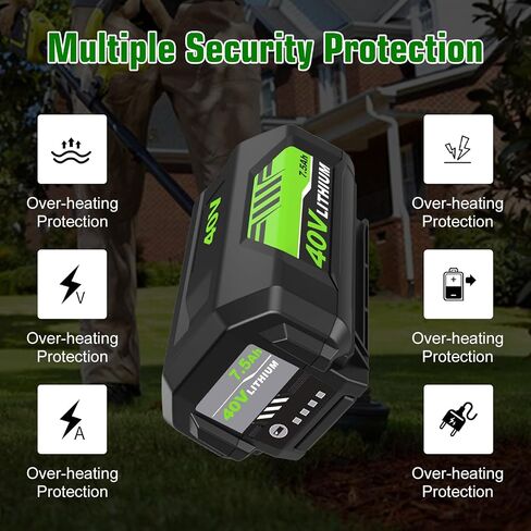 7.5Ah Replacement for Ryobi 40V Battery Compatible with Ryobi 40 Volt Lithium ion Battery 7500mAh OP40601 OP40602 OP4075A OP4040 OP40404 OP4050A Compatible with Ryobi 40V Cordless Power Tool(Green) in Kuwait