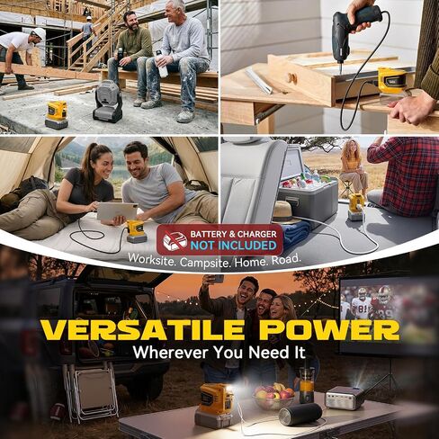Ecarke 220W Portable Power Inverter Compatible with DeWALT 20V Battery (Tool Only), DC 20V to AC 110V Power Station with 1 AC Outlet, 2 USB-A, 1 Type-C & LED Light for Camping Outdoor Emergency in Kuwait
