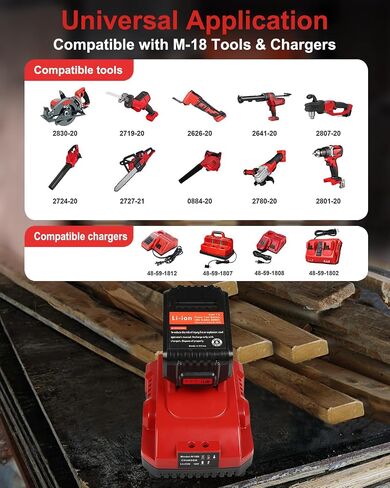 Aoasur 1-Pack 18V 5.0AH Replacement for Milwaukee M-18 Battery and 1 Charger（Red） in Kuwait