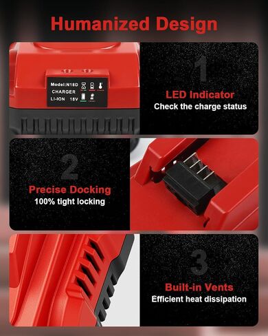 Aoasur 1-Pack 18V 5.0AH Replacement for Milwaukee M-18 Battery and 1 Charger（Red） in Kuwait