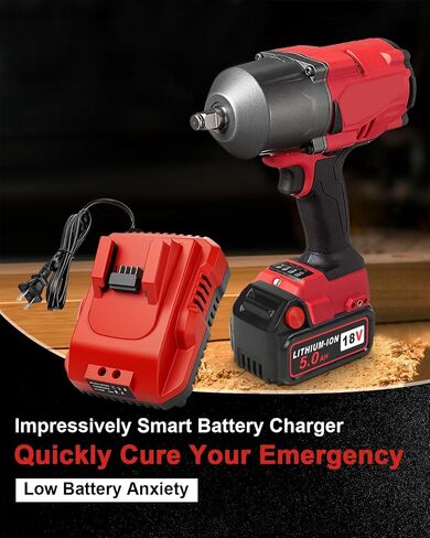 Aoasur 1-Pack 18V 5.0AH Replacement for Milwaukee M-18 Battery and 1 Charger（Red） in Kuwait