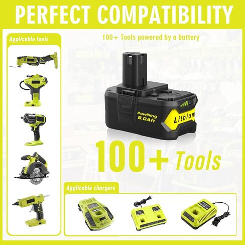 Powilling Upgraded 8.0Ah 2Packs P108 Replacement for Ryobi 18V Battery, 18 Volt Batteries for Ryobi One 18V Cordless Tools P108 P107 P105 P104 P103 P102 in Kuwait