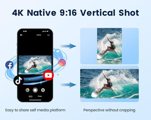 4K 60FPS Action Camera with 64GB Card-48MP Waterproof Camera,40M Underwater Camera,8X Zoom,EIS Stabilization,WiFi,Remote Control,MotorcycleCamera with 2 Rechargeable Batteries in Kuwait