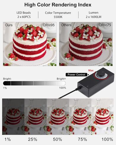 PULUZ Light Box Photography, 24x24 inch Large Photo Light Box with 136 LED Beads, CRI >95, Professional Portable Photo Booth Shooting Tent Kit with 6 Color Backdrops for Product Photography in Kuwait
