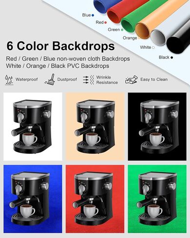 PULUZ Light Box Photography, 24x24 inch Large Photo Light Box with 136 LED Beads, CRI >95, Professional Portable Photo Booth Shooting Tent Kit with 6 Color Backdrops for Product Photography in Kuwait