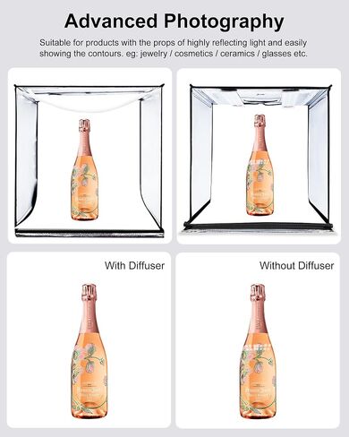 PULUZ Light Box Photography, 24x24 inch Large Photo Light Box with 136 LED Beads, CRI >95, Professional Portable Photo Booth Shooting Tent Kit with 6 Color Backdrops for Product Photography in Kuwait