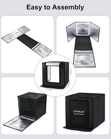 PULUZ Light Box Photography, 24x24 inch Large Photo Light Box with 136 LED Beads, CRI >95, Professional Portable Photo Booth Shooting Tent Kit with 6 Color Backdrops for Product Photography in Kuwait