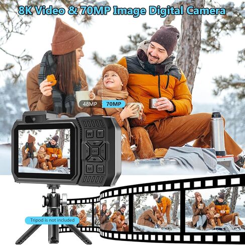 UHD 8K Underwater Camera, 70MP 33FT WiFi Waterproof Digital Camera with 32GB Card, Auto Focus Waterproof Dual-Screen Selfie 2500mAh Battery, 18X Floatable Digital for Snorkeling, Blue in Kuwait