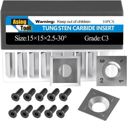 15mm Standard Square Straight Tungsten Carbide Replacement Cutter Inserts Knives 15mm x 15 x 2.5mm for Woodworking Spiral Helical Planer Head and DIY Wood Lathe Turning Tools 10pcs in Kuwait