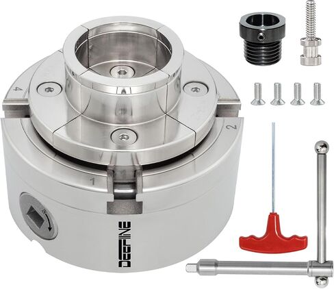 4" Nickel Plated Wood Lathe Chucks 1" x 8TPI & 3/4"x16TPI Adapter | 4 Jaw Self-Centering Wood Turning Chuck Set for Woodturning.(1) in Kuwait