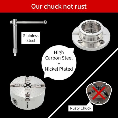4" Nickel Plated Wood Lathe Chucks 1" x 8TPI & 3/4"x16TPI Adapter | 4 Jaw Self-Centering Wood Turning Chuck Set for Woodturning.(1) in Kuwait
