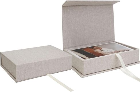 Vienrose Small Photo Storage Box, 5"x7", Linen Postcard Keeper, Black | 1Pc Sturdy Linen Cover Box for Photos, Postcards & Sticker Storage, Perfect for Home, Office, Craft Room, and Travel in Saudi Arabia