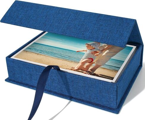 Vienrose Small Photo Storage Box, 5"x7", Linen Postcard Keeper, Black | 1Pc Sturdy Linen Cover Box for Photos, Postcards & Sticker Storage, Perfect for Home, Office, Craft Room, and Travel in Saudi Arabia