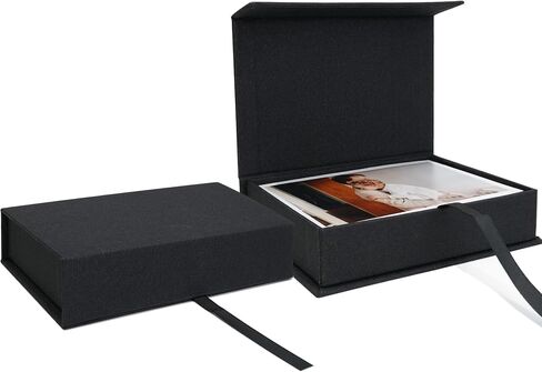 Vienrose Small Photo Storage Box, 5"x7", Linen Postcard Keeper, Black | 1Pc Sturdy Linen Cover Box for Photos, Postcards & Sticker Storage, Perfect for Home, Office, Craft Room, and Travel in Saudi Arabia