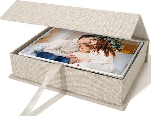 Vienrose Small Photo Storage Box, 5"x7", Linen Postcard Keeper, Black | 1Pc Sturdy Linen Cover Box for Photos, Postcards & Sticker Storage, Perfect for Home, Office, Craft Room, and Travel in Saudi Arabia