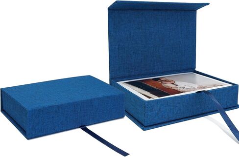 Vienrose Small Photo Storage Box, 5"x7", Linen Postcard Keeper, Black | 1Pc Sturdy Linen Cover Box for Photos, Postcards & Sticker Storage, Perfect for Home, Office, Craft Room, and Travel in Saudi Arabia