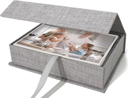 Vienrose Small Photo Storage Box, 5"x7", Linen Postcard Keeper, Black | 1Pc Sturdy Linen Cover Box for Photos, Postcards & Sticker Storage, Perfect for Home, Office, Craft Room, and Travel in Saudi Arabia