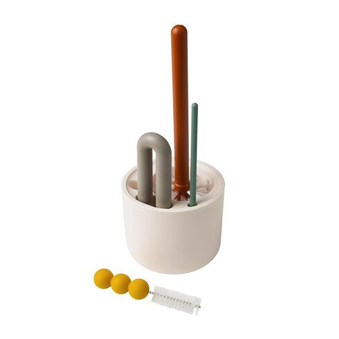 Boon Mod Baby Bottle Brushes - Includes Bottle Cleaner Brush, Straw Cleaner Brush, Nipple Brush and Detail Brush for Baby Bottles - Baby Bottle and Straw Brush Cleaning Set - Deco - 4 Count in Kuwait