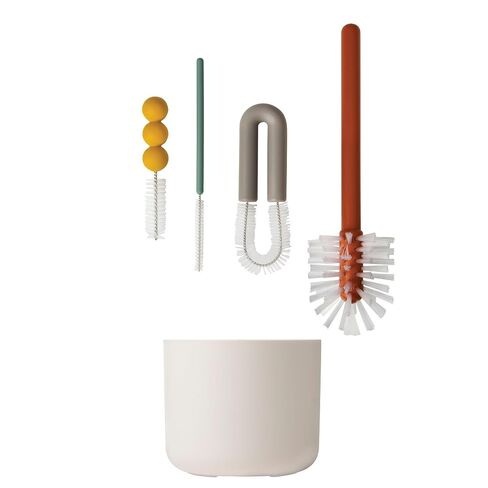 Boon Mod Baby Bottle Brushes - Includes Bottle Cleaner Brush, Straw Cleaner Brush, Nipple Brush and Detail Brush for Baby Bottles - Baby Bottle and Straw Brush Cleaning Set - Deco - 4 Count in Kuwait