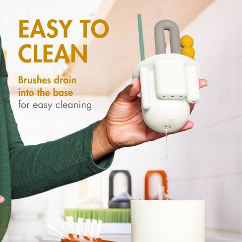 Boon Mod Baby Bottle Brushes - Includes Bottle Cleaner Brush, Straw Cleaner Brush, Nipple Brush and Detail Brush for Baby Bottles - Baby Bottle and Straw Brush Cleaning Set - Deco - 4 Count in Kuwait