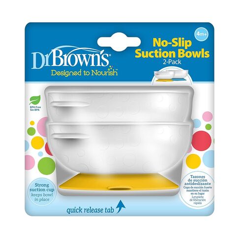 Dr. Brown's No-Slip Strong Suction Bowls for Babies and Toddlers, Baby Led Feeding, 2-Pack, BPA Free, 4m+ in Kuwait