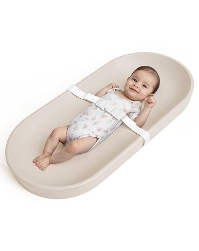 COMOMY Baby Changing Pad for Dresser - Wipeable Changing Pad with Restraining Belt, Waterproof, Soft, Lightweight and Portable, Easy to Clean for On The Go Diaper Change, Oatmeal-Colored in Kuwait
