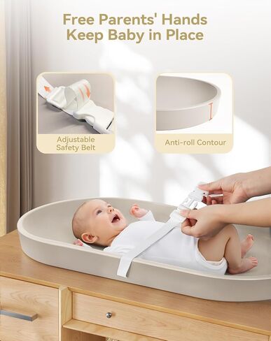 COMOMY Baby Changing Pad for Dresser - Wipeable Changing Pad with Restraining Belt, Waterproof, Soft, Lightweight and Portable, Easy to Clean for On The Go Diaper Change, Oatmeal-Colored in Kuwait