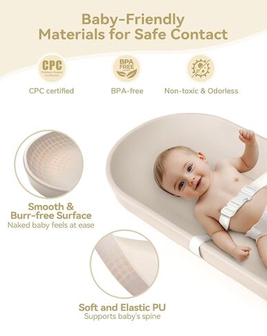 COMOMY Baby Changing Pad for Dresser - Wipeable Changing Pad with Restraining Belt, Waterproof, Soft, Lightweight and Portable, Easy to Clean for On The Go Diaper Change, Oatmeal-Colored in Kuwait