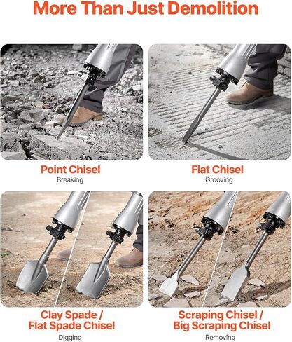 VEVOR Demolition Jack Hammer, MAX 2200W Electric Jackhammer Heavy Duty, 1350 BPM Concrete Breaker 6pcs Chisels Bit Chipping W/Case | 1350 BPM Concrete Breaker, 6pcs Chisels Bit Chipping, With Case in Kuwait
