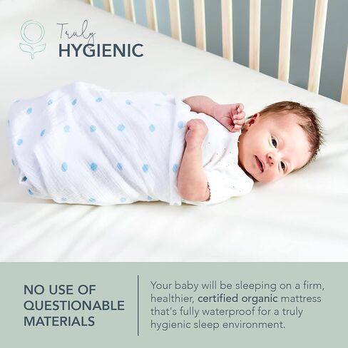 Naturepedic Organic Baby Crib Mattress - 2-Stage Lightweight Infant & Toddler Mattress - Waterproof Bed Mattress for Crib - Non-Toxic for Baby and Toddler Bed - 52" x 28" in Kuwait