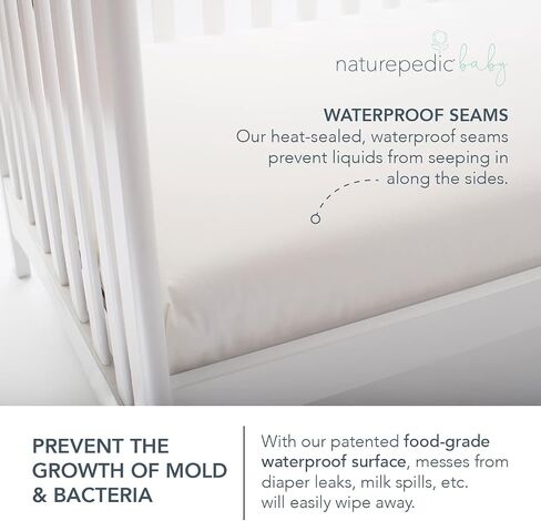 Naturepedic Organic Baby Crib Mattress - 2-Stage Lightweight Infant & Toddler Mattress - Waterproof Bed Mattress for Crib - Non-Toxic for Baby and Toddler Bed - 52" x 28" in Kuwait