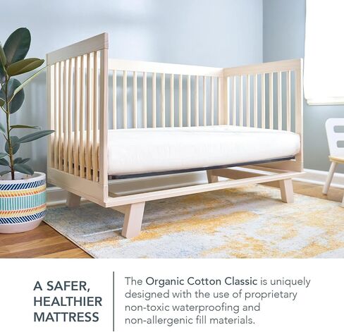 Naturepedic Organic Baby Crib Mattress - 2-Stage Lightweight Infant & Toddler Mattress - Waterproof Bed Mattress for Crib - Non-Toxic for Baby and Toddler Bed - 52" x 28" in Kuwait