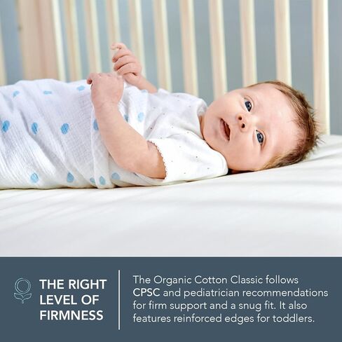 Naturepedic Organic Baby Crib Mattress - 2-Stage Lightweight Infant & Toddler Mattress - Waterproof Bed Mattress for Crib - Non-Toxic for Baby and Toddler Bed - 52" x 28" in Kuwait