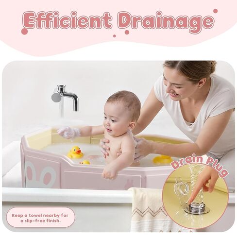 Foldable Baby Bath, Collapsible Baby Bathtub 3M-8Y, Portable Travel Baby Bath Tub with Non-Slip Base, Pop Up Folding Newborn Toddler Shower Tub, Space Saving, Pink in Kuwait