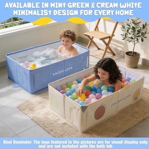 Foldable Baby Bathtub for 0-5 Years, Large and Portable, Dusty Blue | Folds flat in seconds for compact storage; smooth soft-sided interior; wide stable base designed for daily home use in Kuwait