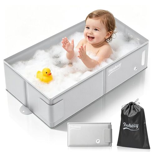 Collapsible Baby Bathtub, Travel Bathtub for Toddler, Portable Foldable Tub for Kids, with Drain Plug, Non-Slip Base, No Assembly Required, Fits Ages 6M+(Waterproof Storage Bag Included) in Kuwait