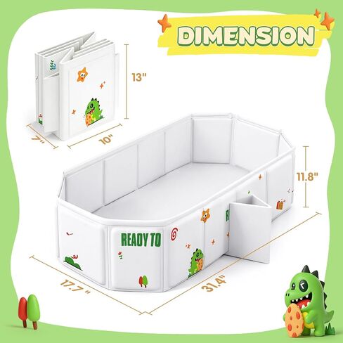 Collapsible Baby Bathtub with Drain Plug, Portable Foldable Toddler Bath Tub for Shower, Space Saving Travel Baby Tub for Infant Toddler Kids in Kuwait