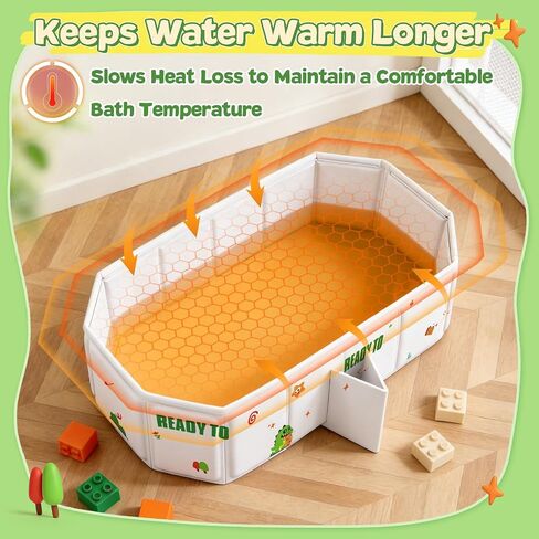 Collapsible Baby Bathtub with Drain Plug, Portable Foldable Toddler Bath Tub for Shower, Space Saving Travel Baby Tub for Infant Toddler Kids in Kuwait