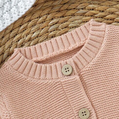 Avibae Baby Organic Cotton Cardigan, Solid Color Simple Baby Sweater for Baby Boys and Girls 3-24 Month in Kuwait