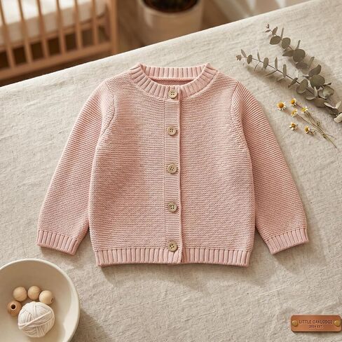 Avibae Baby Organic Cotton Cardigan, Solid Color Simple Baby Sweater for Baby Boys and Girls 3-24 Month in Kuwait