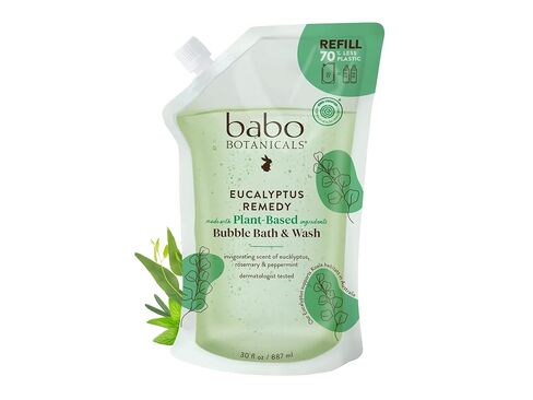 BABO Botanicals Eucalyptus Remedy 2-in-1 Bubble Bath & Wash - Invigorating Eucalyptus, Rosemary & Peppermint - for All Ages - EWG Verified - Vegan in Kuwait