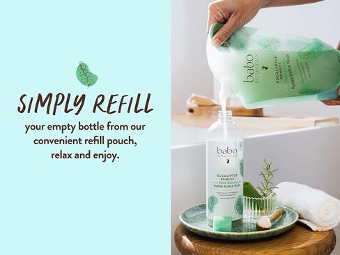 BABO Botanicals Eucalyptus Remedy 2-in-1 Bubble Bath & Wash - Invigorating Eucalyptus, Rosemary & Peppermint - for All Ages - EWG Verified - Vegan in Kuwait