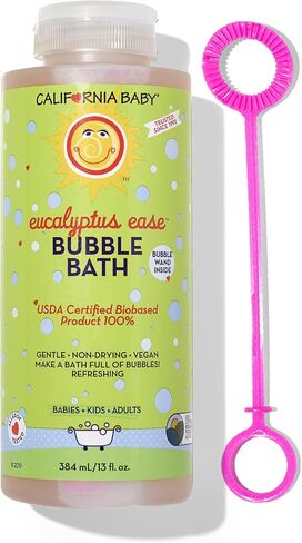 California Baby Eucalyptus Bubble Bath | 100% Plant-Based Kids Bubble Bath | Soothing Baby Bubble Bath | Free Bubble Wand Inside | 384 mL / 13oz in Kuwait